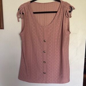 Soft Pink Blouse with Ruched Sleeves. Like New